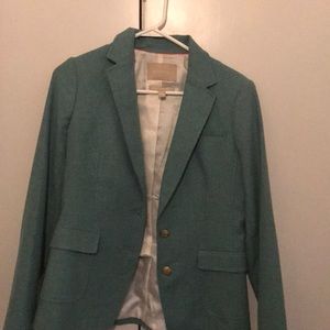 Wool jacket with tan suede elbow patches